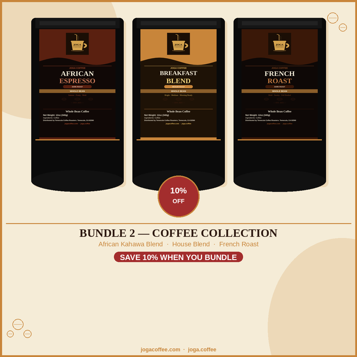 Bundle 2 ( African Kahawa Blend+House Blend,+French Roast) - 10% OFF